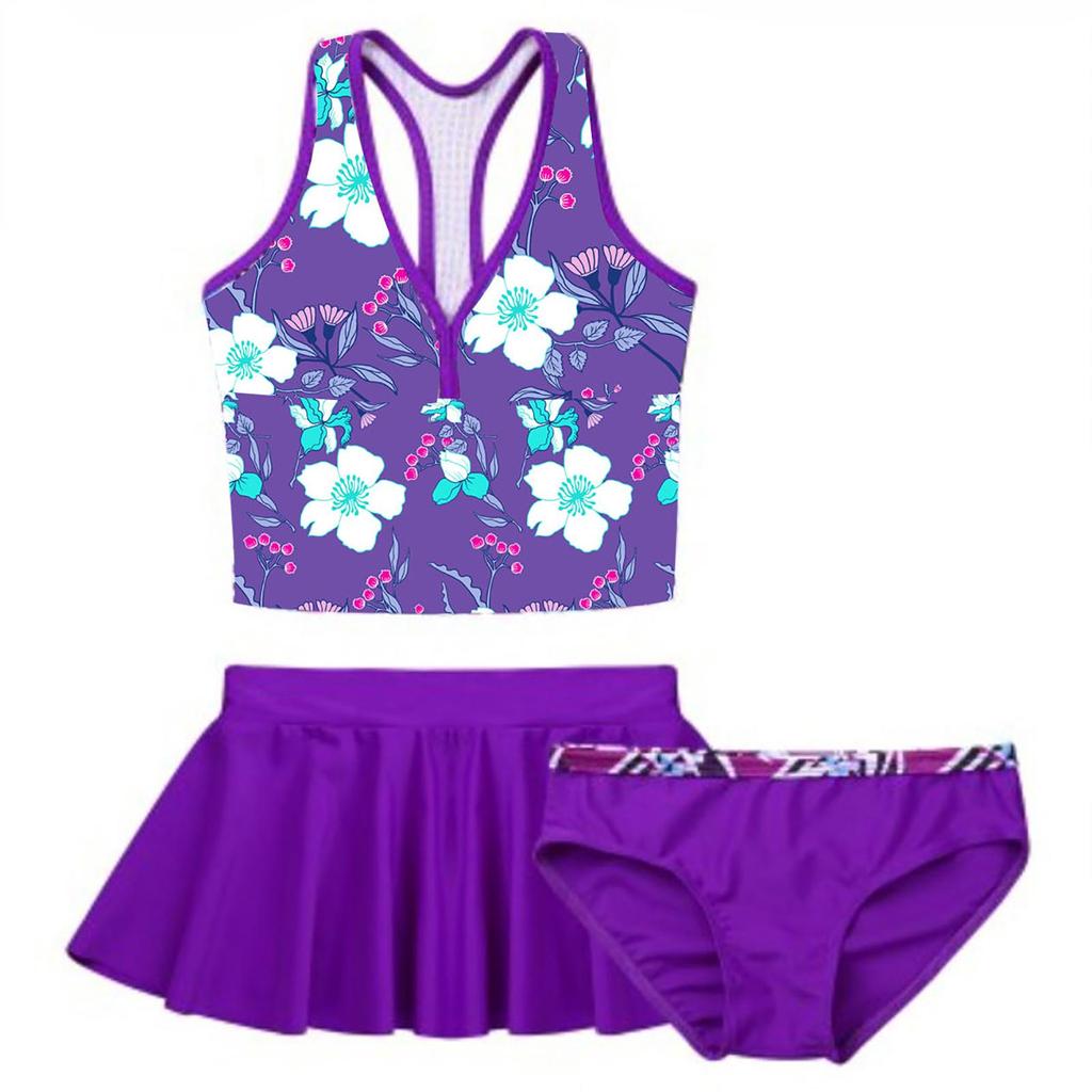 3Pcs/Set Girls Swimwear Tops Bottoms Skirt Baby Bikinis Kids Bathing Swim Suit Swimsuit Beachwear