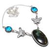 Labradorite Handmade Gemstone 925 Sterling Silver Jewelry Necklace 18" H4c15