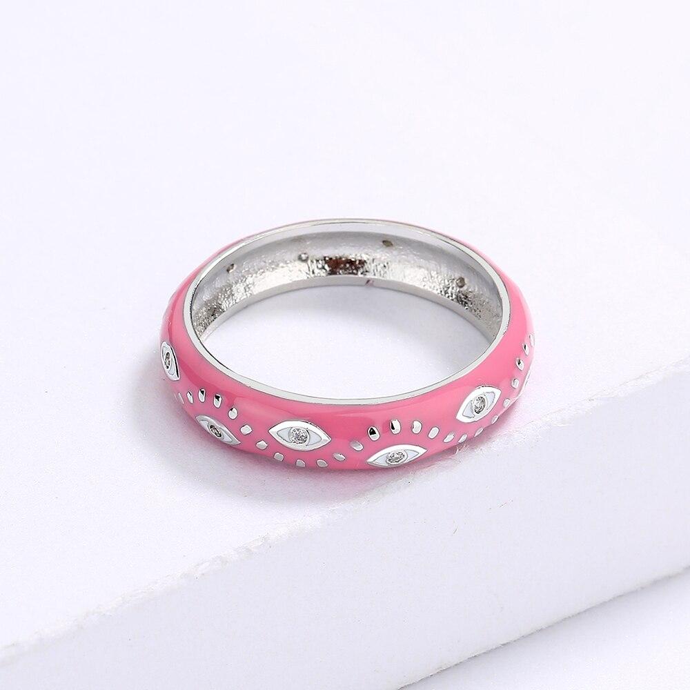 Exquisite Ring for Women's Fashion Color Enamel Plain Ring Ring Eye Shape Ring Party Jewelry Handmade Enamel Jewelry