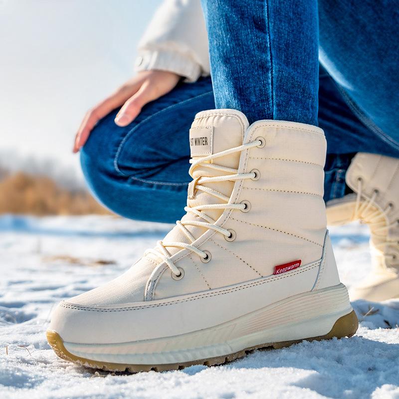 Thickened High-top Women's Non-slip Warm Snow Boots Northeast Velvet Short Tube Casual Large Cotton Shoes