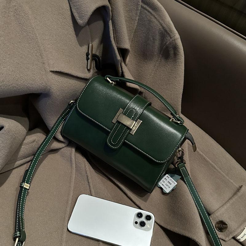 Genuine Leather Small Square Bag Women's Spring/Summer First Layer Cowhide Fashion All-match Messenger Bag Shoulder Crossbody Bag