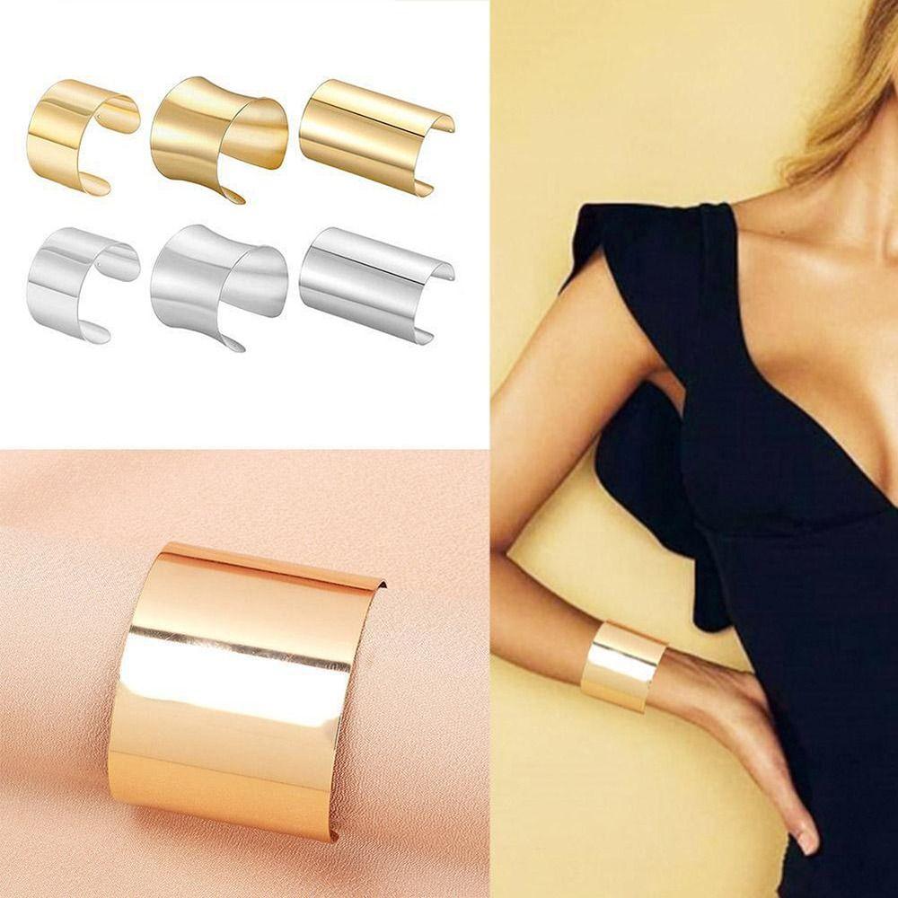 Adjustable Open Armlet Bracelet Gold/Silver Metal Bracelet Jewelry Cuff Bangle  Women