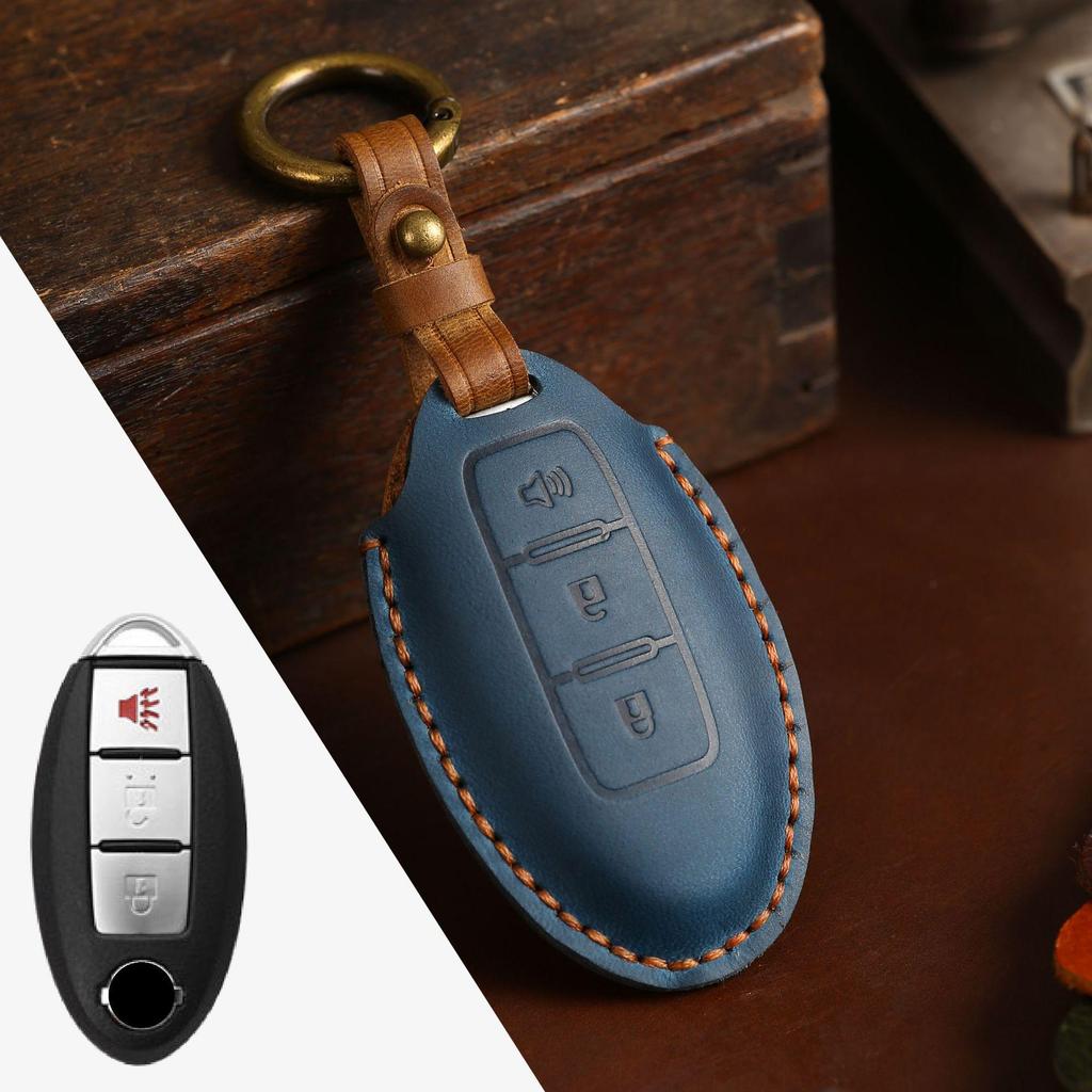 Чехол для ключа Nissan: Подходит для Qijun, Qashqai, Tiida, New Teana, Sylphy - Кожа Crazy Horse