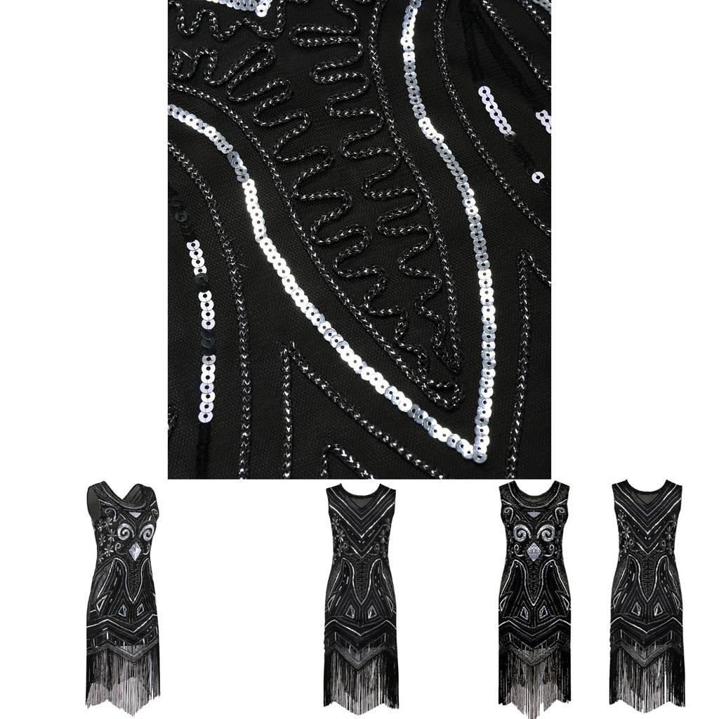 Изысканная серия Женская винтажная юбка с пайетками и бахромой без рукавов Платье с бисером и кисточками для модных женщин