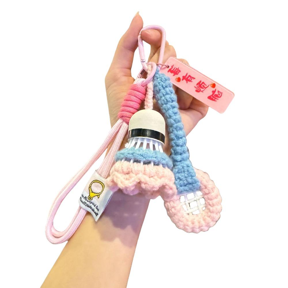 Мини Крючок Брелок для Бадминтона Яркий Цвет Брелок для Ключей Машины Вязаный Подвеска Бадминтон Декор для Рюкзака