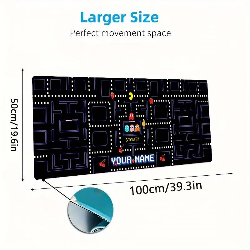 Pacman Custom Name Large Size Mouse Pad Large Gaming Table Cushion Non-slip Laptop Tablet Big Mousepad XXL Mat Mini PC Playmat With Lock edge