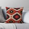 Navajo Red And Mustard Square Pillowcase Polyester Linen Velvet Printed Zip Decorative Home Cushion Case 18"