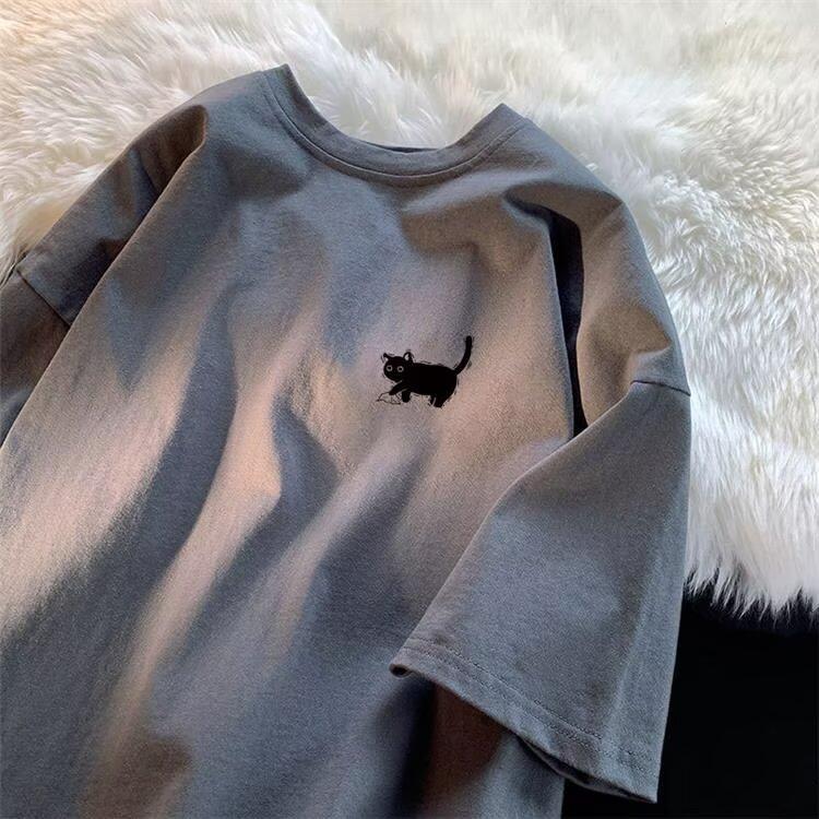 New Short-Sleeved T-shirt Men's Summer Korean Style Trendy Simple Half Sleeve Top Hong Kong Style Loose Casual Fashion Brand T-shirt