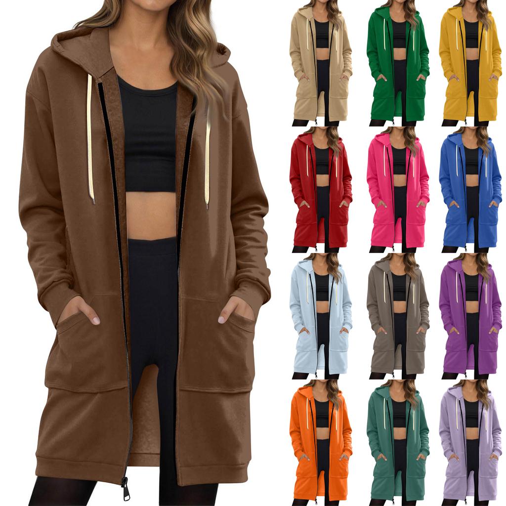 Women's Zip Up Hoodies Oversized Fleece Long Pullover Hooded Sweatshirts Casual Long Sleeve Fall Hoodie Jacket