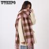 Knitted Thick Warm Winter Scarf New Women Plaid Design Patchwork Warm Shawls Lady Wrap Tassel Scarves