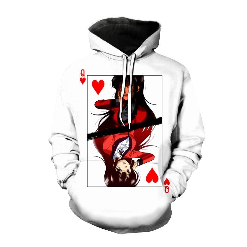 Kakegurui толстовки с 3D принтом аниме для мужчин и женщин, повседневная модная толстовка, толстовка большого размера, Harajuku, модные пуловеры с капюшоном