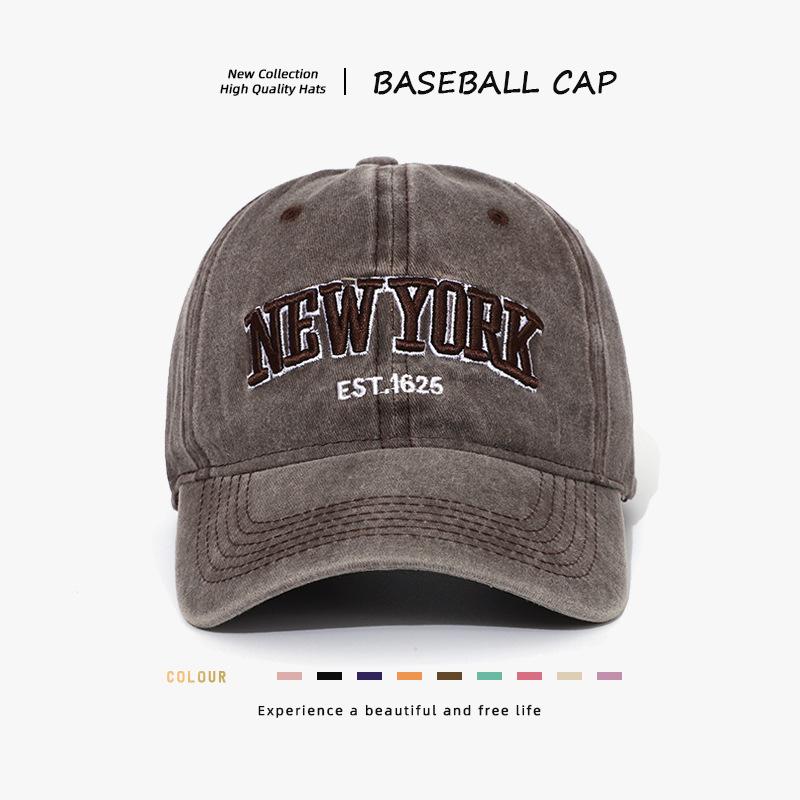 Baseball cap children versatile retro old washed cotton big head circumference showing face small sunshade soft top cap men
