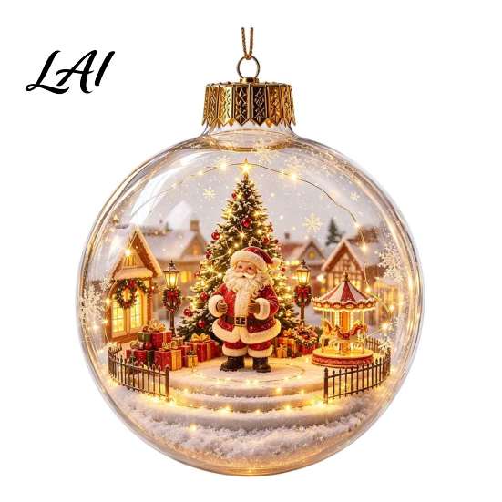 Party Atmosphere Hanging Balls Glowing Christmas Story Ornament Light-Up 3D Ball with Warm LED Mini Decor for Living Room Holiday Scene Clear