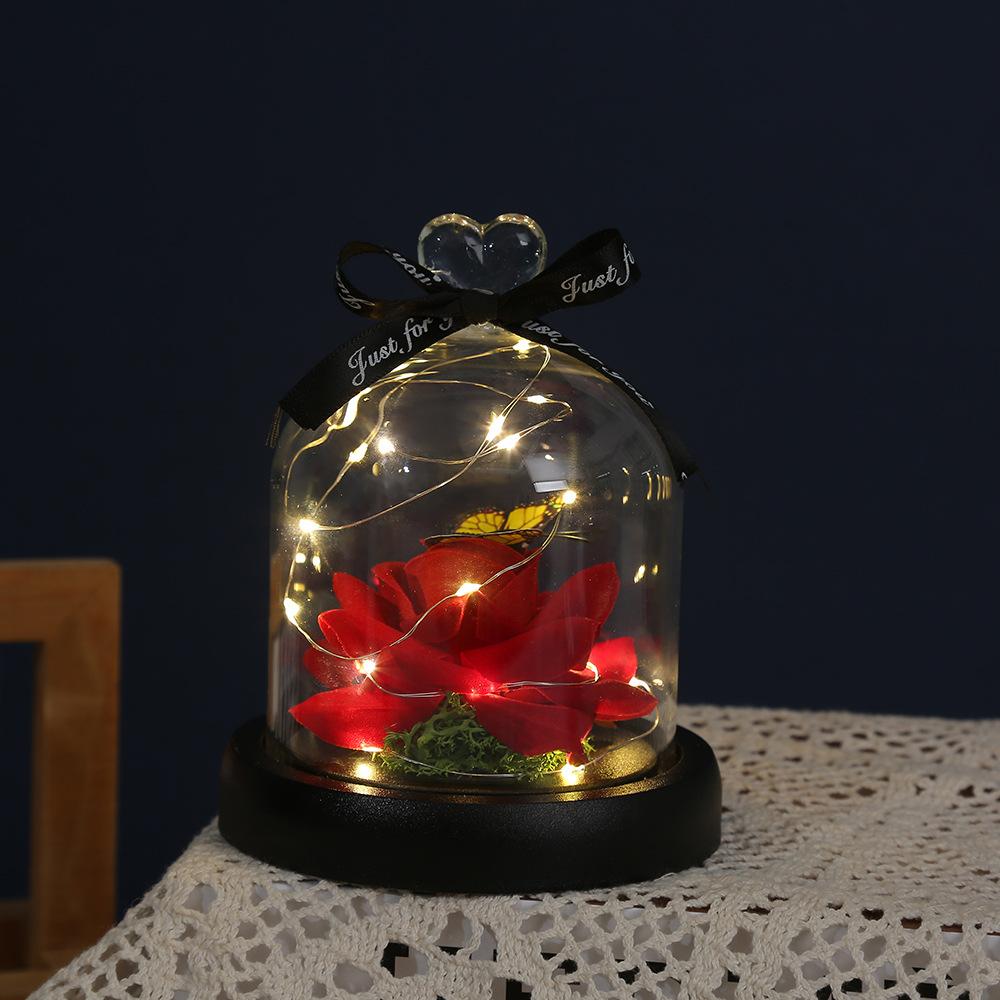Eternal flower glass cover small gift, creative butterfly rose tabletop small ornament Valentine's Day gift