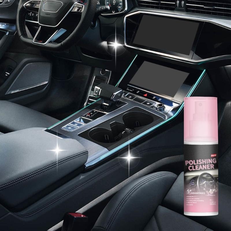 100ml Interior Polish Detailer Dashboard Polishing Cleaner Multipurpose Car Cleaner with Sponge & Wipe Detailing Cleaner