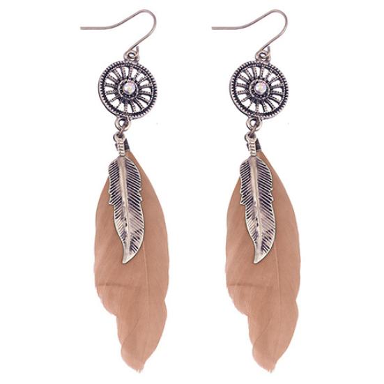 Женские винтажные полые колеса, кулон с перьями, висячие серьги, ювелирные изделия