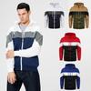2024 Men Autumn and Winter New Plus-size Multi Color Splicing Print Zipper Hoodie