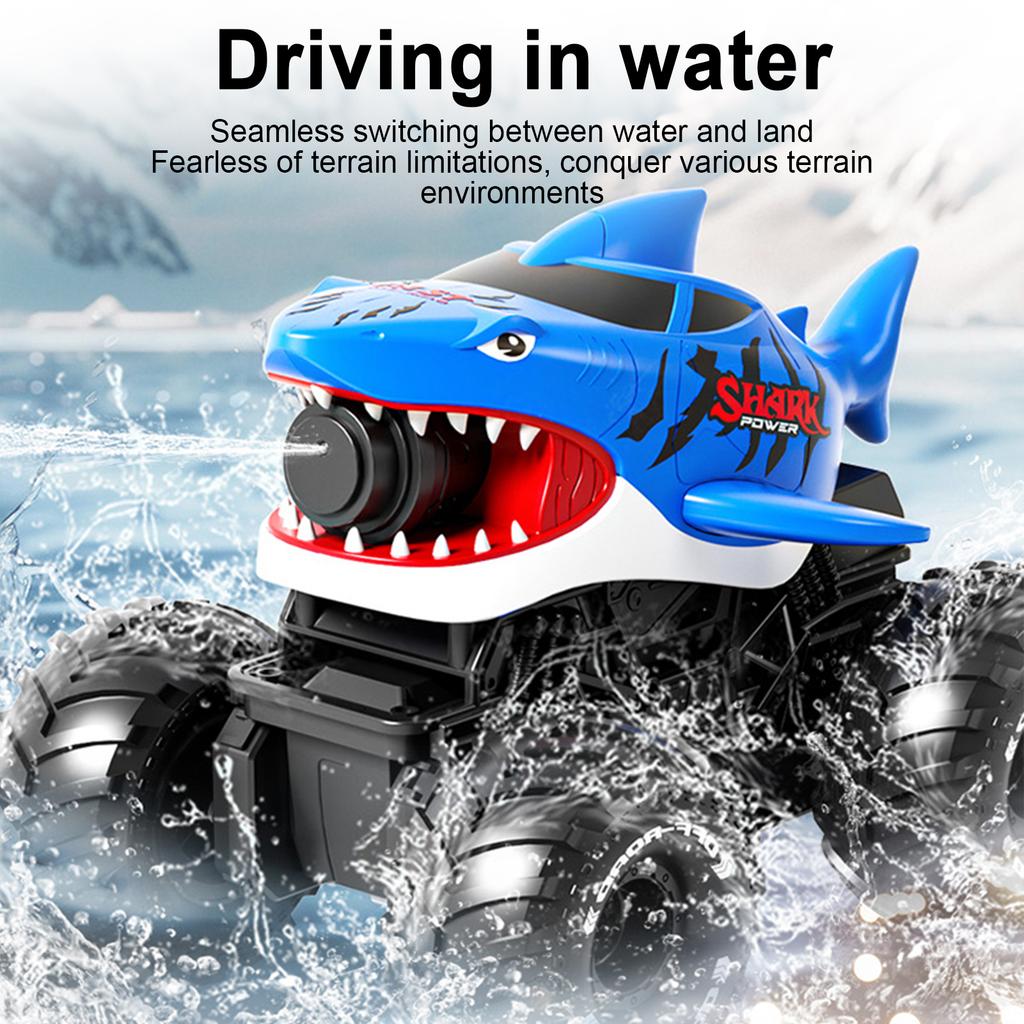 Amphibious RC Car, Remote Control Shark Toy with Water Spray, Gesture Sensing Off Road RC Truck, Water and Land RC