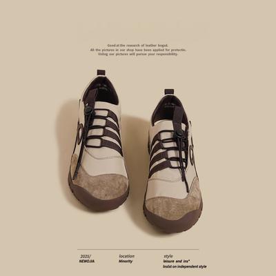 Осень 2025 новая платформа балетки тренировочная обувь женская коричневая на шнурке спортивная Forrest Gump папины кроссовки нишевая повседневная обувь