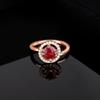 Women's Adjustable Round Halo Solitaire Ring Rose Gold Plated Zirconia Ruby For Women