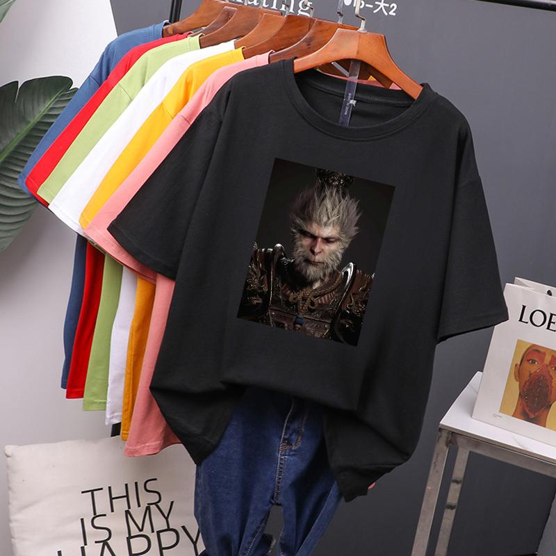 New Black Myth Wukong Clothes Men's Oversized Cotton Tees Summer New Printed T Shirt Soft Men Jumper Top