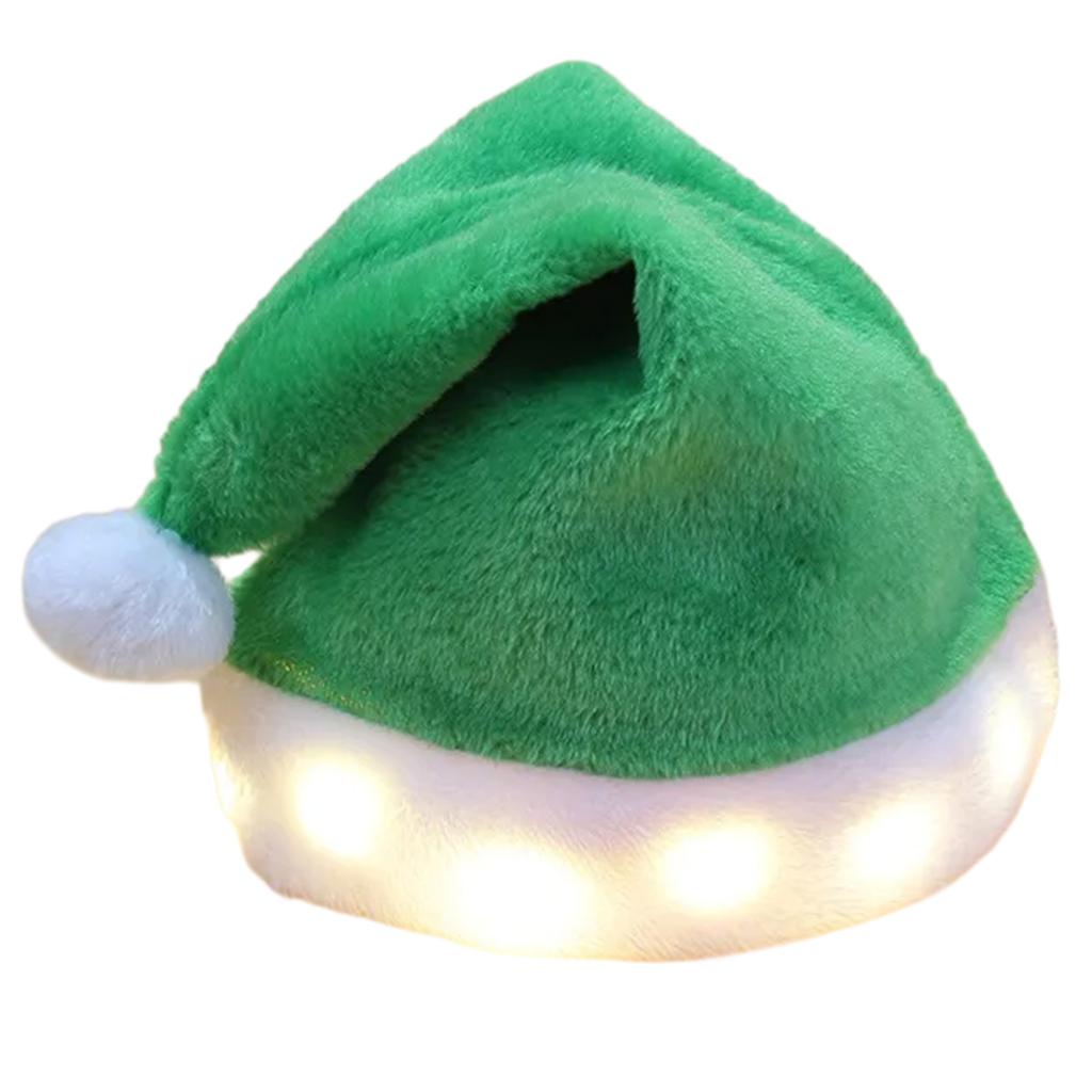 Plush Santa Hat for Christmas Party Gathering Seasonal Holiday Props Santa Cap Festival Decoration Lightup Santa Hat