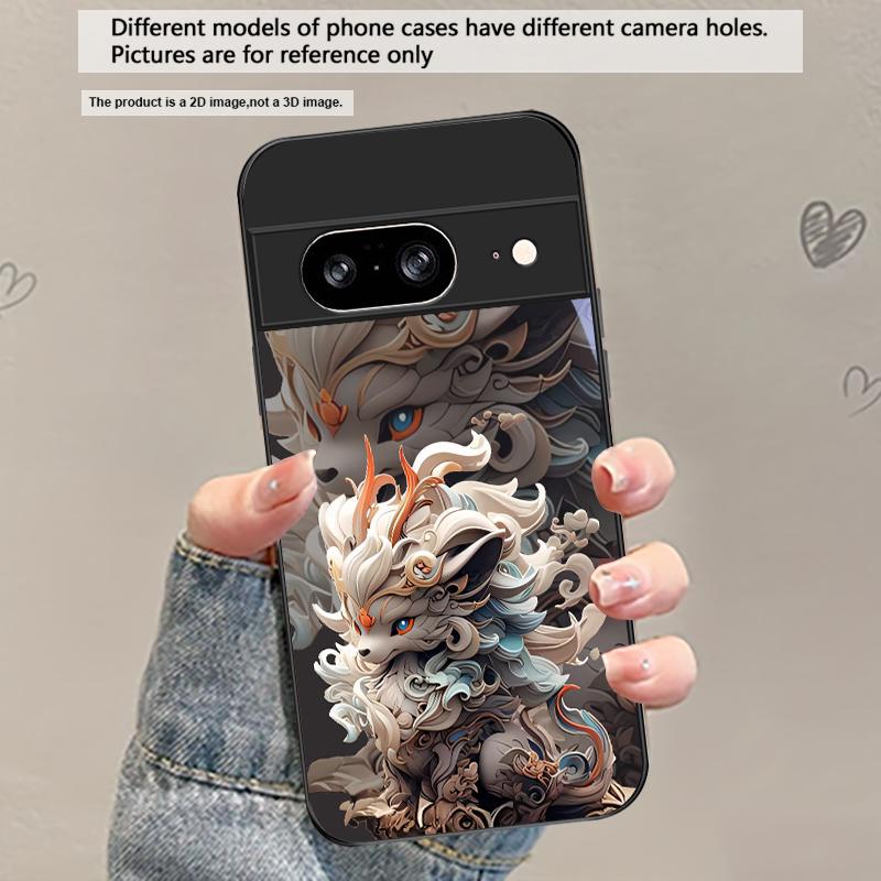Кирин с развевающимися волосами Для Google Pixel 8 7 9 10 Pixel 10 Pro XL Pixel 9 Pro XL Pixel 8a 7a Pixel 7 Pro Черный Стеклянный Чехол для Телефона