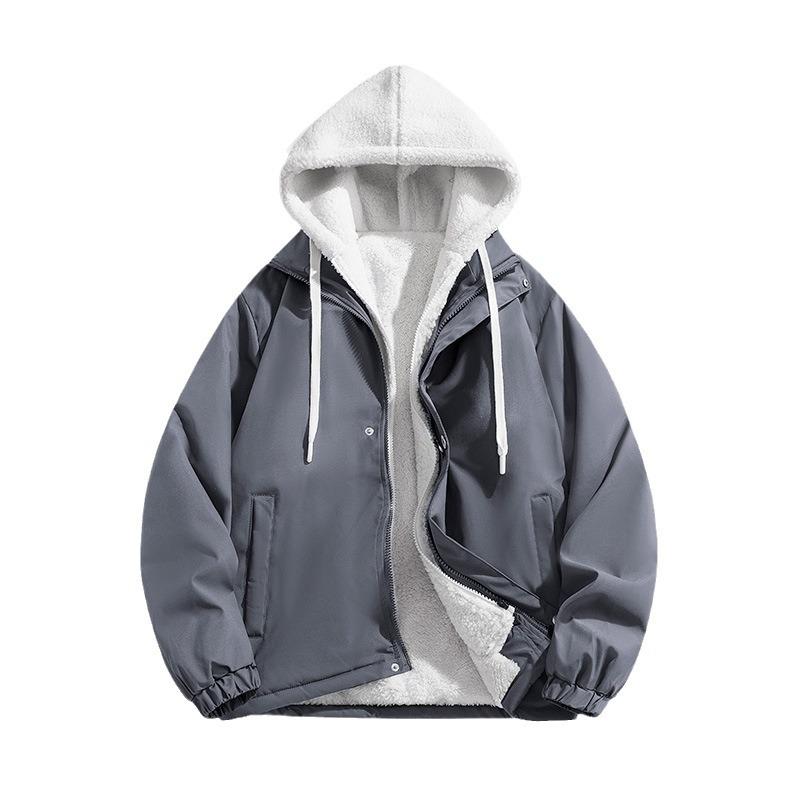 Мужские и женские пары с хлопковой подкладкой, с бархатом и толстым искусственным мехом, с капюшоном, свободный бейсбольный костюм для мужчин