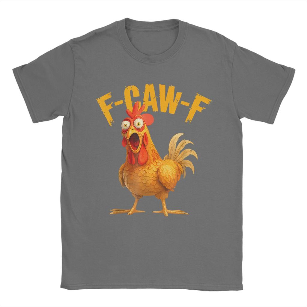 Смешные F-Caw-F Курица FCAWF Курица Футболки Мужские 100% Хлопок Креативные Футболки Круглый Вырез Футболка с Коротким Рукавом Одежда Подарок