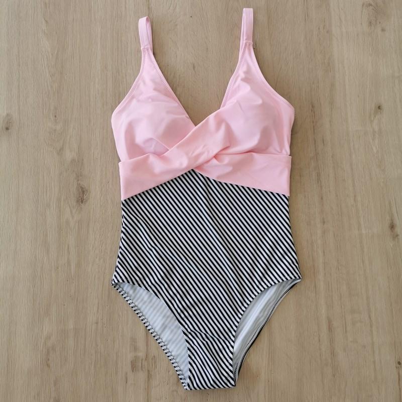 Skinny Color Matching One-piece Bikini Swimsuit Women Monokini Bathing Suits Bodysuit Plus Size Swimsuit Beach Swimming Suit For Female