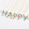 A-Z Capital Letter Pendant Colorful Rhinestone Inlaid Women Necklace Jewelry