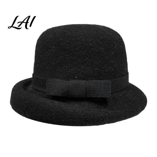 High End Retro Style Hat Classic Felt Cloche for Women Fall Winter Soft Fedora Bucket Hat Stylish Bowknot Vintage Short Brim Bowler Cap with