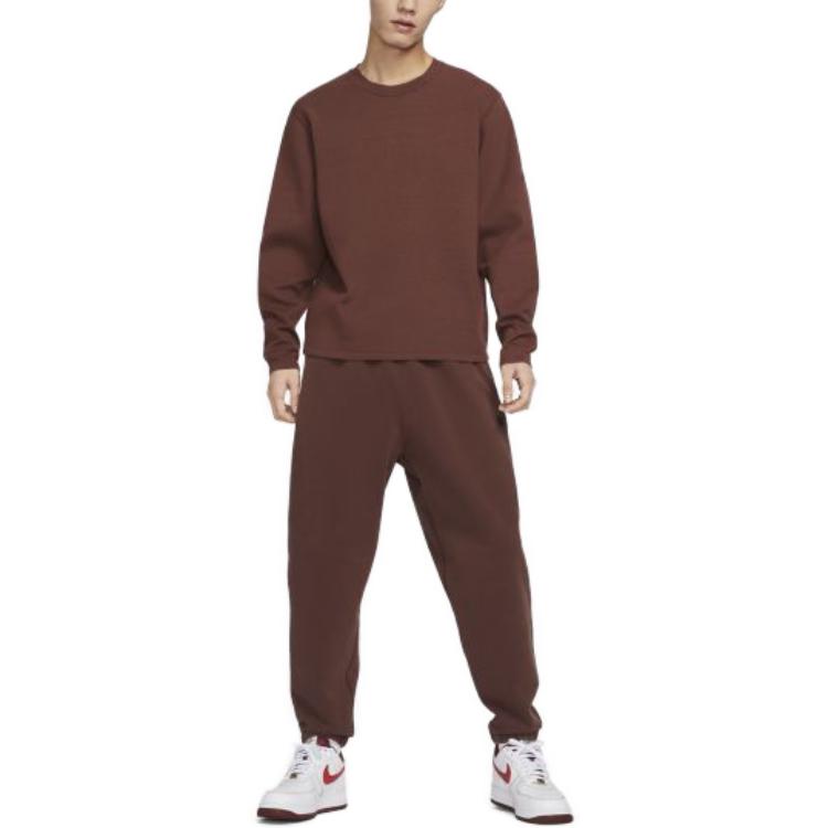 Nike Сплошной цвет с логотипом и принтом, свободная толстовка с круглым вырезом, мужская толстовка земляного тона DV9975-231