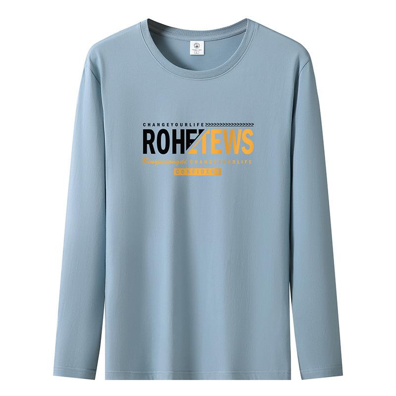 Осенне-зимняя повседневная мужская футболка с длинным рукавом из чистого хлопка S-5XL Мужская толстовка