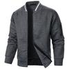 Men's Zipper Stand Up Collar Sweatshirt Jacket Men's Casual Plaid Cardigan Sweatshirt