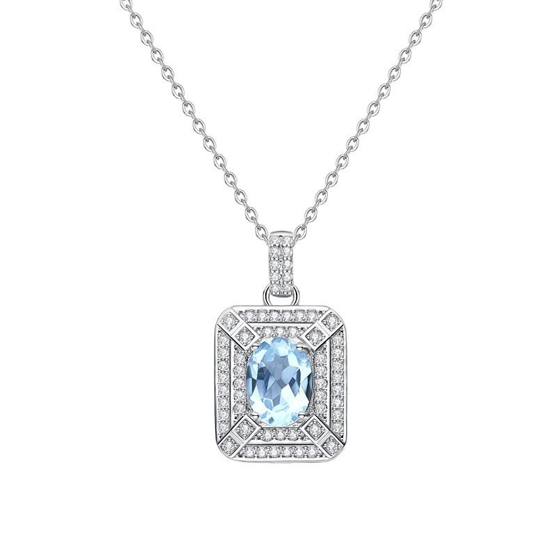 S925 sterling silver inlaid natural topaz citrine garnet colored gemstone necklace women's perfume bottle luxury pendant gift