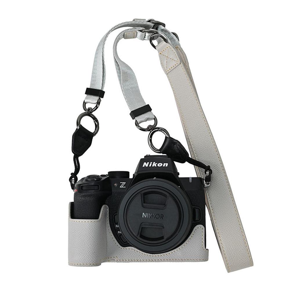 Z50II Palm Print PU Leather Camera Half Body Case for Nikon Z50II Battery Opening Bottom Cover With Neck Strap