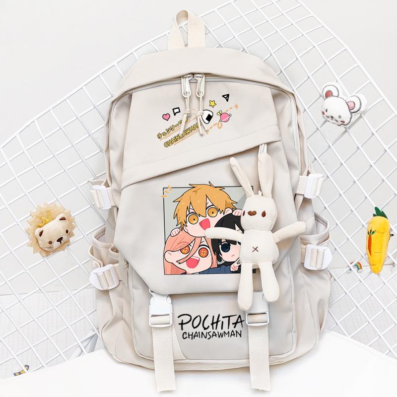 Student Schoolbag, Large-Capacity Business Computer Bag, Animation Cartoon, Chainsaw Man, Peripheral Backpack.