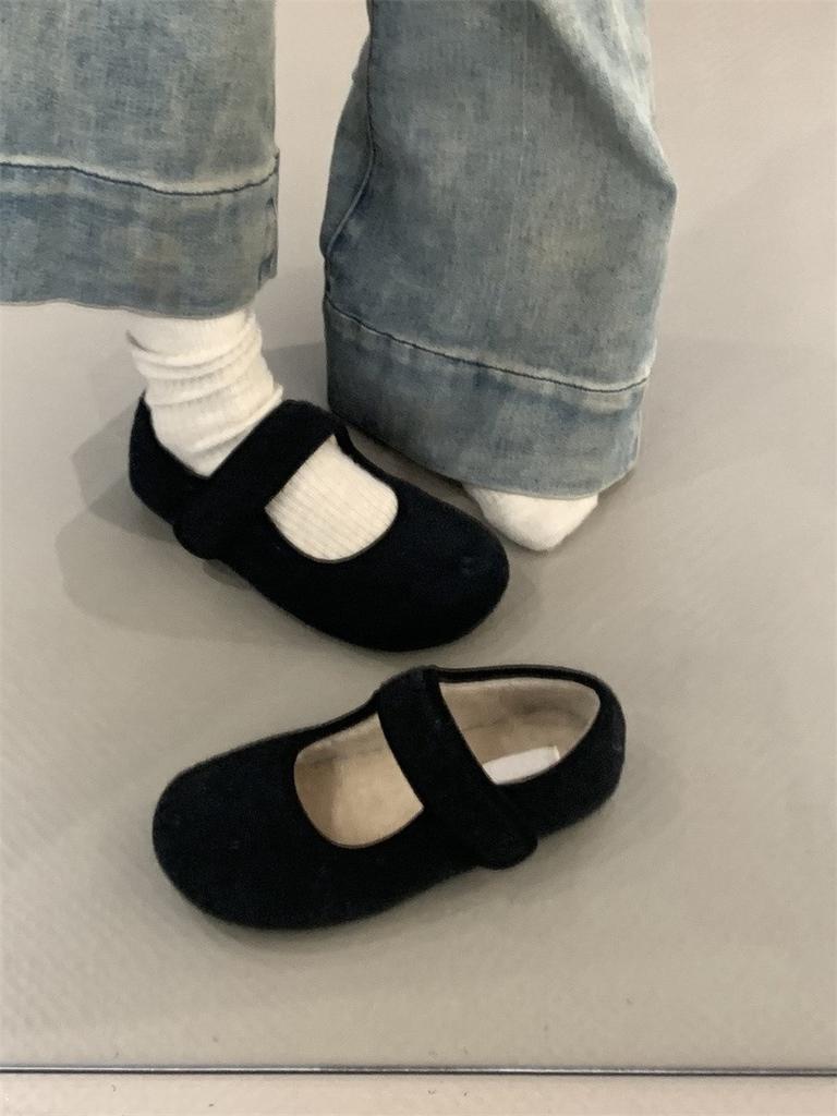 Обувь Mao Mao женская верхняя одежда 2024 зима французский маленький ароматный ветер мелкий рот теплый и бархатный одно слово Мэри Джейн обувь