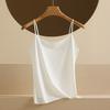 Women's Faux Silk Camisole Top Ice Silk Satin Tank Top Spaghetti Strap Sleeveless Cami Top Crew Neck Silky Summer Basic Blouse