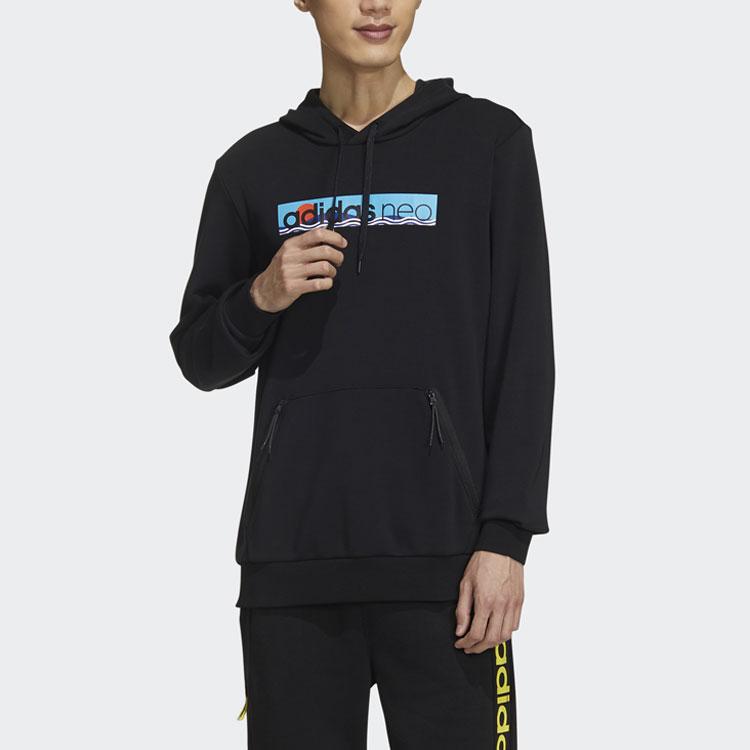 Adidas Толстовка с короткими рукавами Neo Favorites и повседневные мужские топы со спортивным принтом, черные GM2332