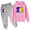Children Clothing Hoodies +Pant Set Girls Boys3-12 Years Basketball 24 Print Toddler Leisure Coat Sports Suit Spring Autumn