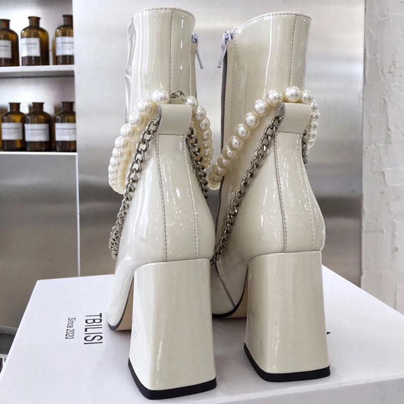 Женские сапоги Morder на толстом каблуке, модные туфли с боковыми молниями, осень-зима, квадратные женские короткие сапоги на высоком каблуке