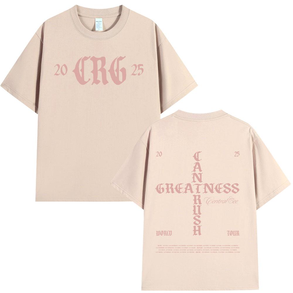Футболка Central Cee CAN'T RUSH GREATNESS World Tour 2025 для мужчин и женщин, модная хип-хоп футболка, летняя, 100% хлопок, свободный крой.