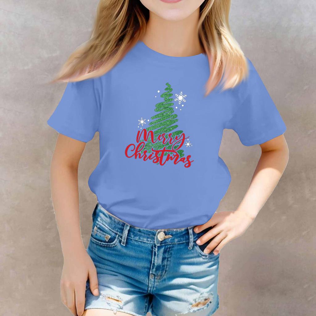 Christmas Day Toddler Girl Boy T-Shirts Kids Top Boys And Girls Printed Short Sleeved T-shirt