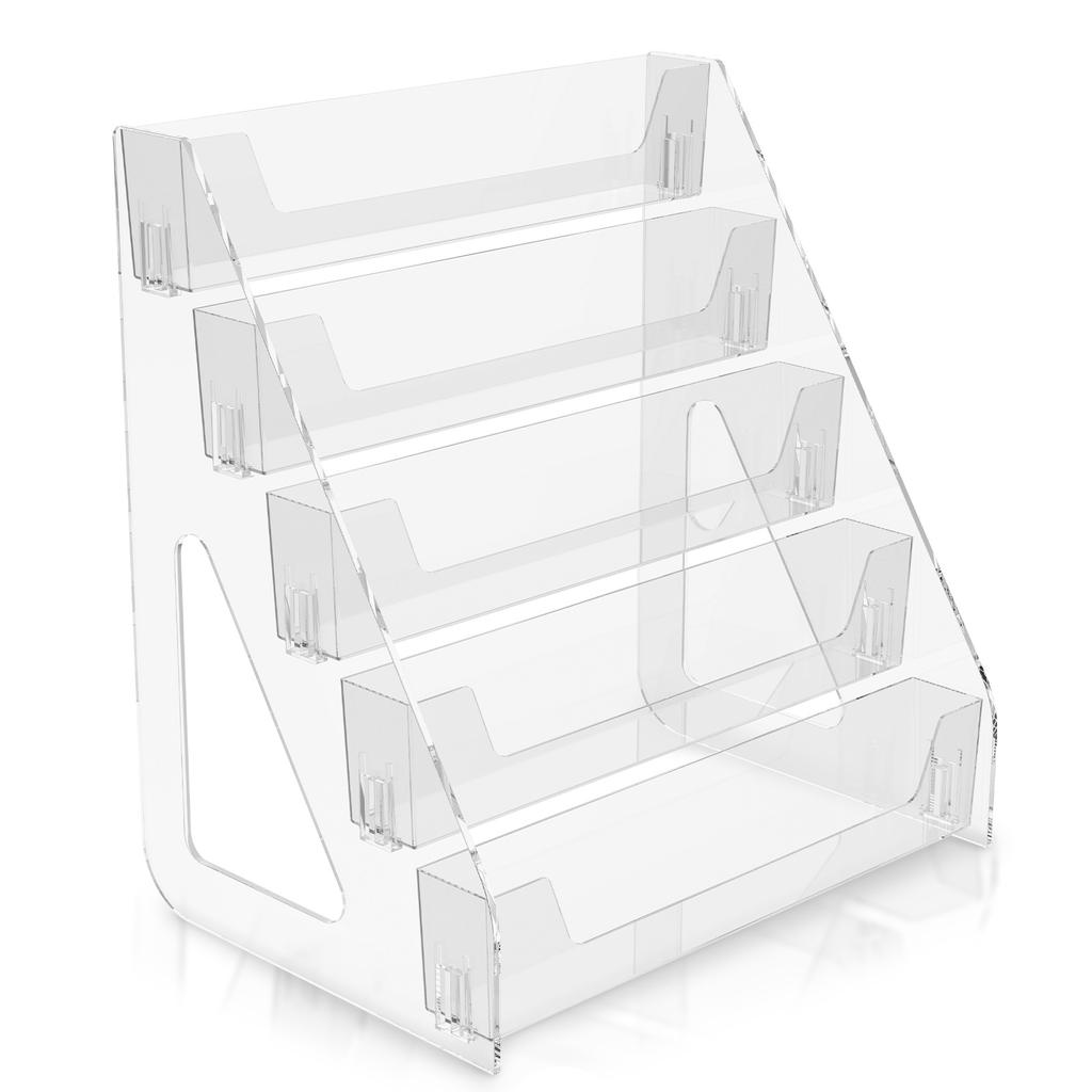 5 Tiers Greeting Card Display Stand Transparent Acrylic Sticker Holder Desktop Bookmark Brochure Magazines Journals Storage