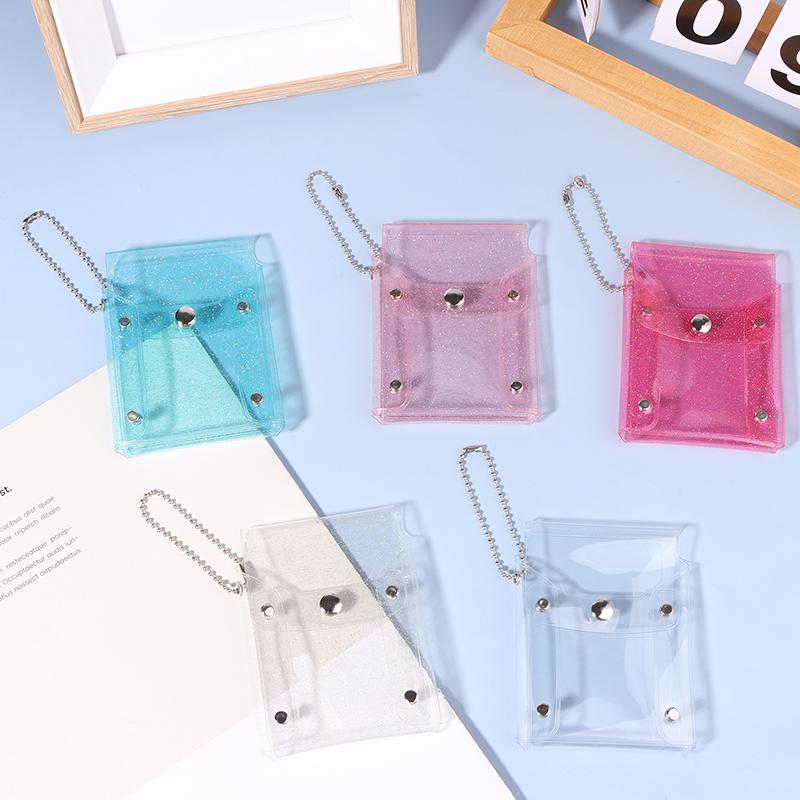 Мини-косметичка, симпатичная прозрачная косметичка с блестками, розовый брелок для ключей, косметичка-футляр