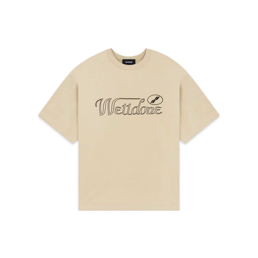 WE11DONE FW22 Футболка с круглым вырезом и принтом логотипа-буквы Унисекс Топы Хаки WD-TT3-22-851-U-BG