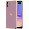 Protective Case - BOOLING - Samsung Galaxy A05 - Shockproof Silicone - Golden Heart Pattern - Purple