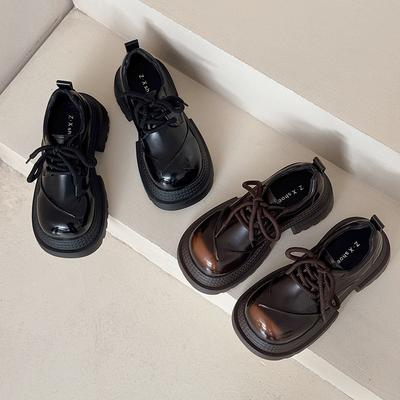 Европейские товары, большая голова, толстая подошва, маленькие кожаные туфли, женские туфли на маффинах, британские повседневные на шнуровке, маленький мужчина увеличивает рост JK